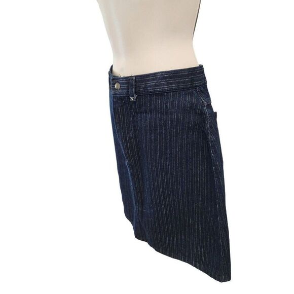 Vintage 80s Pizzazz Blue Demin Jean Light Striped Pencil Skirt S - Picture 4 of 9